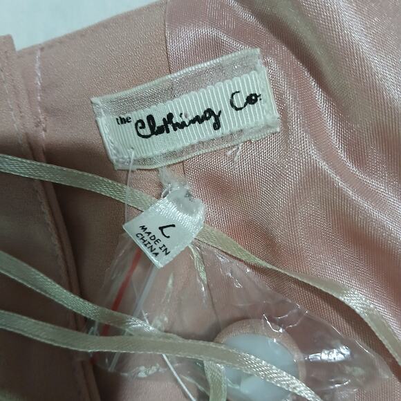 NWT The Clothing Co L pnk peak-a-boo back sleeveless fit-n-flare covered buttons - Picture 14 of 14